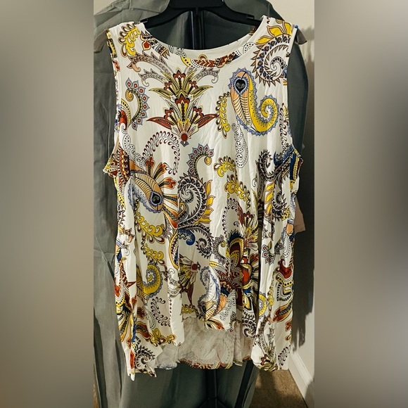 Colorful Paisley Print Sleeveless Long Top or Mini Dress size 3X NWT - Picture 4 of 8